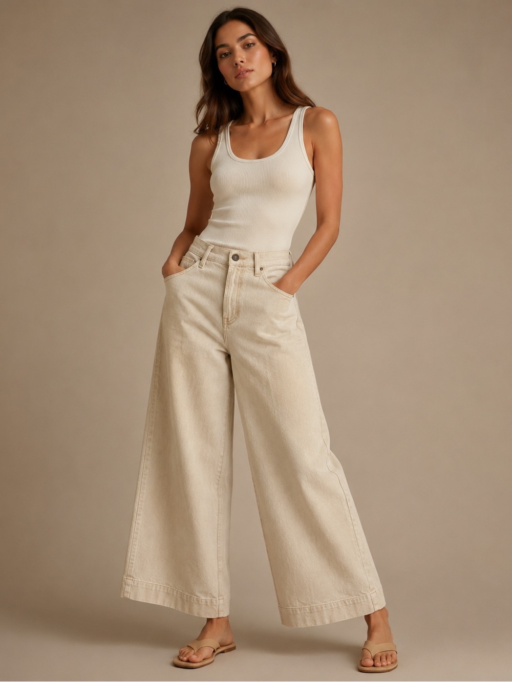 A.N.A. Khaki Straight Leg Jeans Size 4 Stretch Cotton Neutral Casual Pants